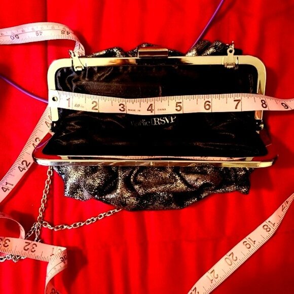 Vintage Silver Glitter Evening Bag W/ Chain Strap By Charlie RSVP - Picture 5 of 6